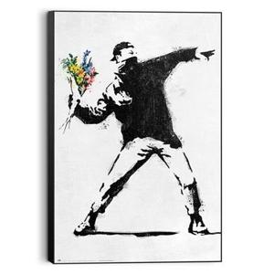 Reinders - Banksy Flower Bomber - Schilderij 90x60cm Zwart