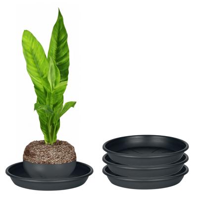 Plantenschotel - 3x - zwart - kunststof - Dia 20 cm - onderschotel/opvangschaal