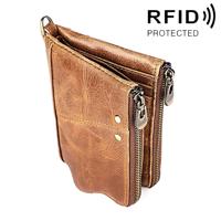 3533 lang gek paard textuur koeienhuid lederen opvouwbare anti-magnetische RFID portemonnee Clutch tas voor mannen met kaartsleuven (geel-bruin)