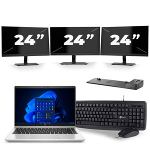 HP ProBook 640 G8 - Intel Core i5-11e Generatie - 14 inch - 16GB RAM - 256GB SSD - Windows 11 + 3x 24 inch Monitor