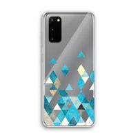 Gekleurde driehoekjes blauw: Samsung Galaxy S20 Transparant Hoesje