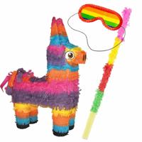 Pinata van een Mexicaanse Ezel set - met masker en stok - Pinata 56 cm