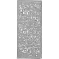 Stickers, rozen, vel 10x23 cm, zilver, 1 vel