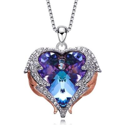 Vrouwen Fashion Angel Wings kristallen hart kettingen (Bright Angel)