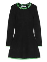 MSGM Kids robe évasée en intarsia à design nervuré - Noir - thumbnail