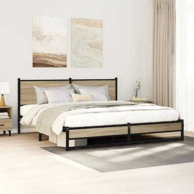 Bedframe zonder matras metaal sonoma eikenkleurig 160x200 cm