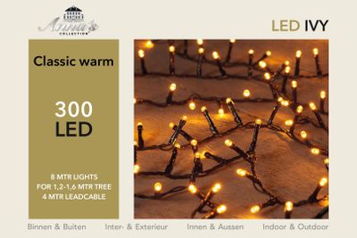 Led classic ivy 300l/8m 4m aanloopsnoer zwart/ip44 Anna's collection - Annas collection