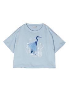 Il Gufo tulle-embellished graphic-print T-shirt - Bleu