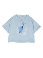 Il Gufo tulle-embellished graphic-print T-shirt - Bleu - thumbnail