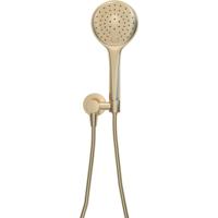 Wiesbaden UniMatch - Handdoucheset met Handdouche - 3 standen - 12cm diamater - Doucheslang en Wandaansluitbocht - Geborsteld Messing