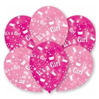 Ballonnen Geboorte meisje - 6x stuks - roze - babyshower en kraamvisite versiering