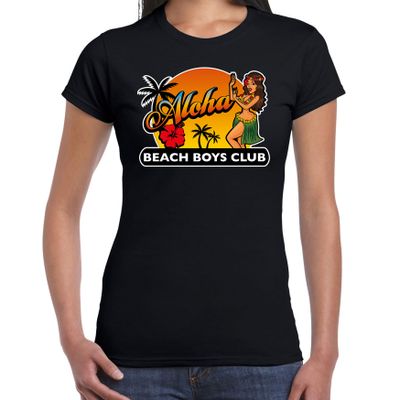 Hawaii feest t-shirt / shirt Aloha beach boys club zwart voor dames