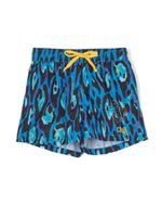 Roberto Cavalli Junior short de bain à imprimé léopard - Bleu
