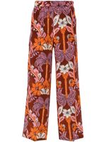 P.A.R.O.S.H. pantalon palazzo en soie à fleurs - Orange - thumbnail