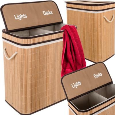 Ruhhy Wasmand dubbel - bamboe - 100 liter - lichte en donkere was Ruhhy Wasmand dubbel - bamboe - 100 liter - lichte en donkere was