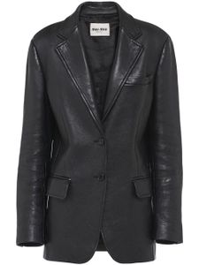 Miu Miu blazer en cuir nappa à simple boutonnage - Noir