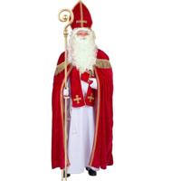 Sinterklaas verkleed kostuum - compleet met baard/snor en staf - one size - volwassenen