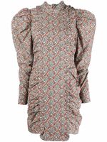 GANNI robe fleurie à manches bouffantes - Bleu