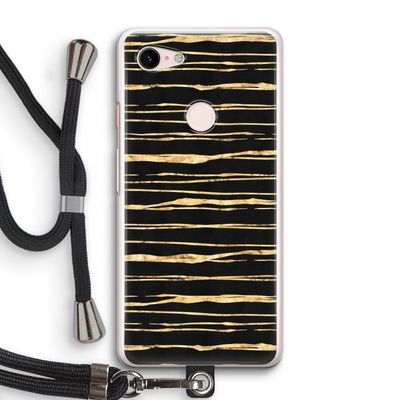 Gouden strepen: Pixel 3 Transparant Hoesje met koord