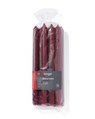HEMA Lange huishoudkaarsen Ø2.2x29 - 12 stuks donkerrood (donkerrood)