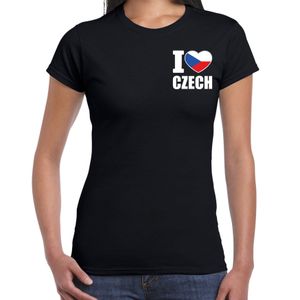 I love Czech t-shirt Tsjechië zwart op borst voor dames