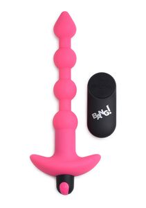 Vibrating Silicone Anal Beads & Remote Control - Pink