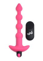 Vibrating Silicone Anal Beads & Remote Control - Pink