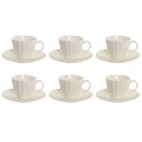 Set van 6 kopjes met schotel Home ESPRIT Wit Porselein 150 ml