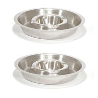 2x RVS asbakken rond 16 cm   -