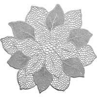 1x placemats bloemen vorm - kunststof - 49 x 47 cm - zilver - thumbnail