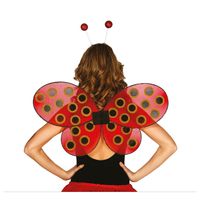 Verkleed vleugels lieveheersbeestje - rood/zwart - voor dames/meisjes - Carnavalskleding/accessoires   - - thumbnail