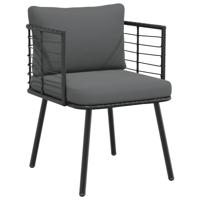Tuinstoel met kussens poly rattan zwart