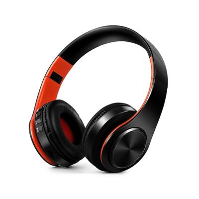 Koptelefoon Bluetooth headset oortelefoon draadloze koptelefoon stereo opvouwbare sport oortelefoon microfoon headset handsfree MP3-speler (zwart oran