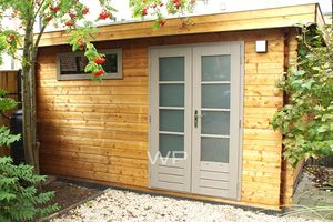 Woodpro Baarn Tuinhuis 400x350 cm 28 mm vuren blank- Plat dak- Onbehandeld vurenhout- Woodpro