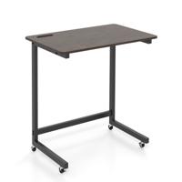 C-vormige Bijzettafel met Wieltjes Mobiele Laptoptabel met Geïntegreerde Mobiele Telefoonhouder