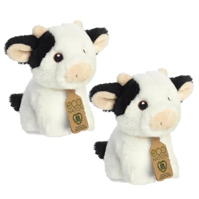 Aurora Pluche koe - 2x - zwart/wit - 13 cm - knuffeldier koe - boerderijdieren Knuffel Aurora Pluche koe - 2x - zwart/wit - 13 cm - knuffeldier koe - boerderijdieren Knuffel