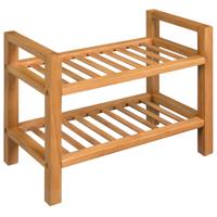 VidaXL Schoenenrek met 2 schappen 50x27x40 cm massief eikenhout VidaXL Schoenenrek met 2 schappen 50x27x40 cm massief eikenhout