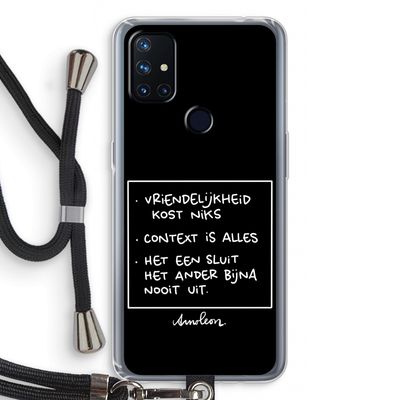 Mijn Motto's: OnePlus Nord N10 5G Transparant Hoesje met koord