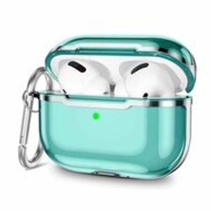 AirPods Pro / AirPods Pro 2 hoesje - TPU - Split series - Groen + Zilver (transparant)