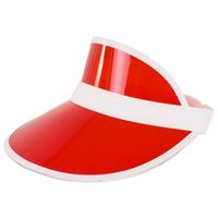 Verkleed zonneklep/sunvisor - voor volwassenen - rood/wit - Carnaval hoed - Verkleedhoofddeksels - thumbnail