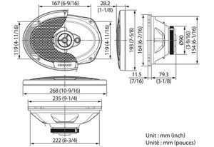 Kenwood KFCS6976EX 3-weg inbouwluidsprekerset 500 W Inhoud: 1 paar