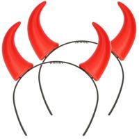 Boland Duivel hoorntjes - 2x - rood - PVC - diadeem - haarband - halloween - carnaval