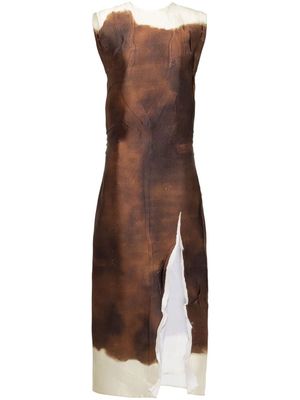 Prada robe satinée à coupe longue - Marron