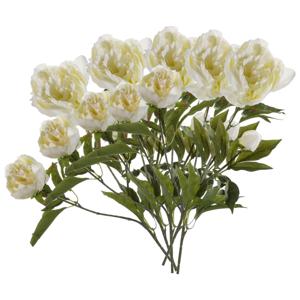 Kunstbloem pioenrozen tak - 5x - 3 bloemen - wit - 70 cm - decoratie