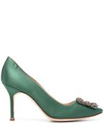 Manolo Blahnik escarpins Hangisi 105 mm à fini satiné - Vert - thumbnail