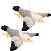 3x stuks pluche vliegende meeuw knuffel 28 cm