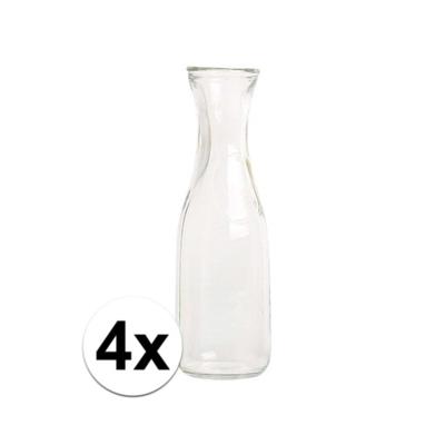 Cosy & Trendy Waterkaraf - 4x - transparant - glas - 1 liter - sapkan - 28 cm