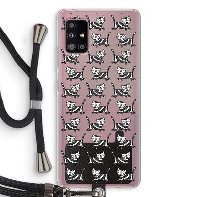 Zwarte poes: Samsung Galaxy A51 5G Transparant Hoesje met koord