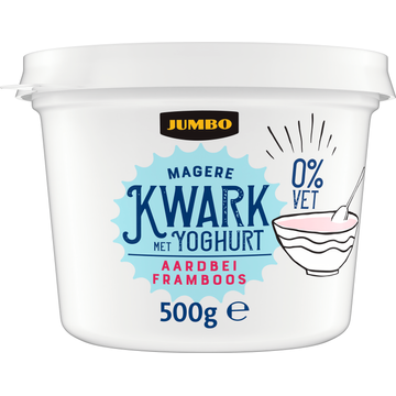Jumbo Magere Kwark met Yoghurt Aardbei Framboos 0% Vet 500 g