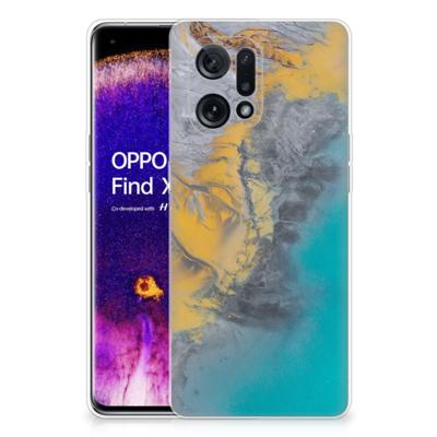 OPPO Find X5 | TPU | Siliconen hoesje | Marble Blue Gold
